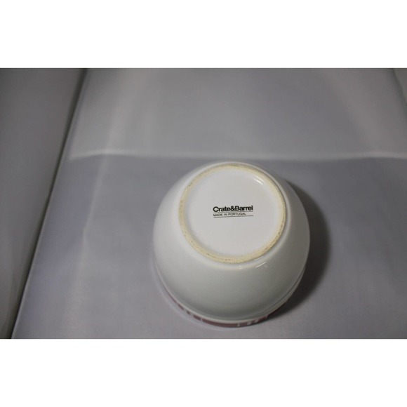 Crate and Barrel Ceramic Bowl, 5.5" White with Red Stripe. - Picture 5 of 6